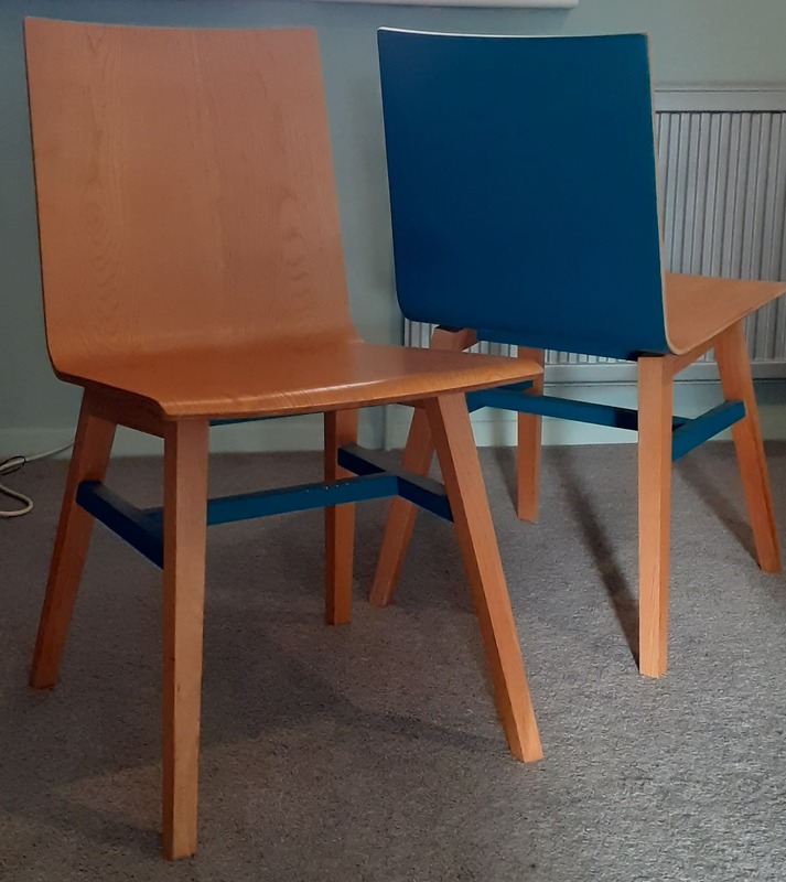 Two oak veneer dining chairs from Habitat 40.00. For Sale