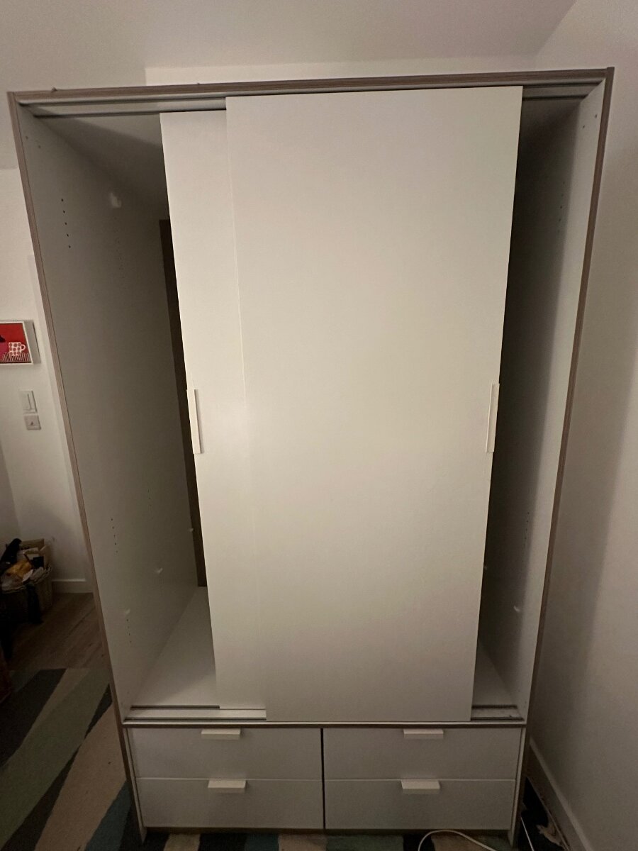 Free IKEA TRYSIL Wardrobe w sliding doors 4 drawers white For