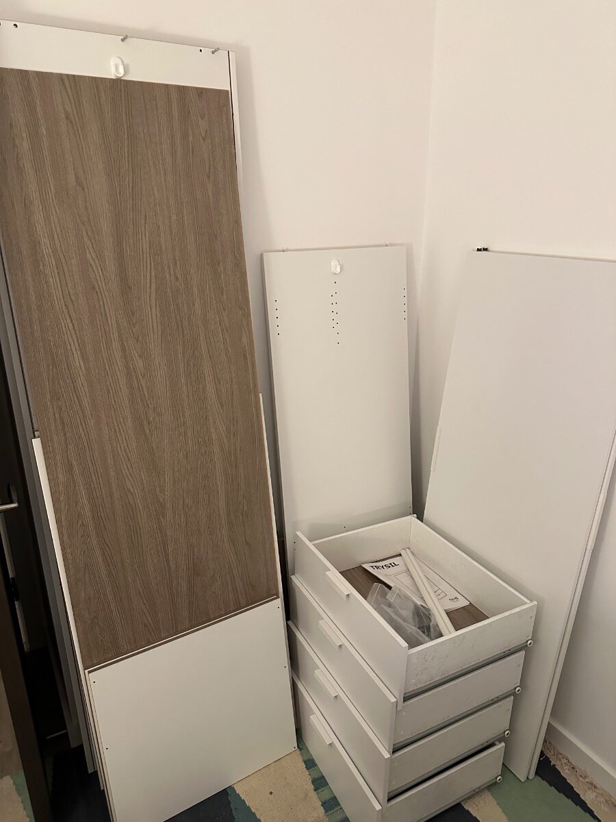 Free IKEA TRYSIL Wardrobe w sliding doors 4 drawers white For