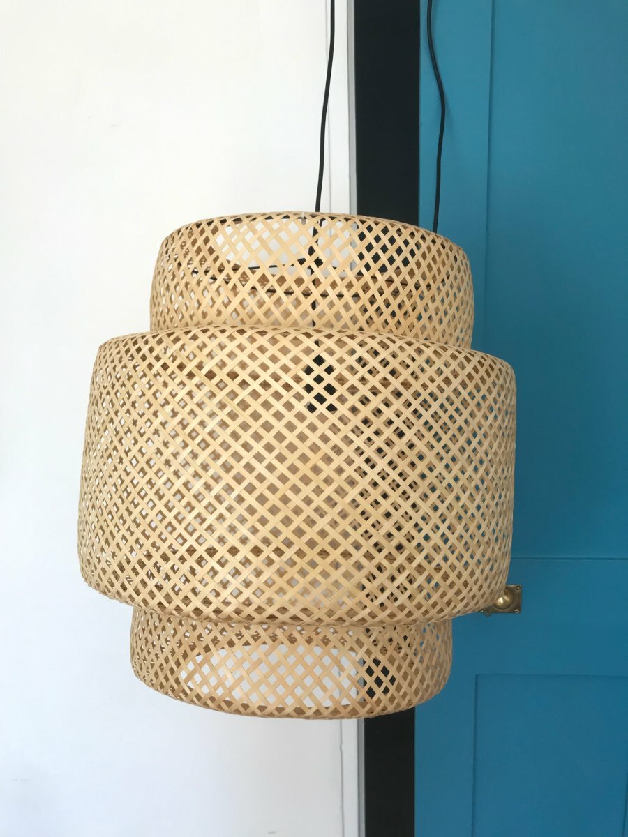 New Pair of IKEA SINNERLIG Pendant Lamp Shade Bamboo Ceiling Light Large size 50x54cm For Sale Items Offered East Dulwich Forum