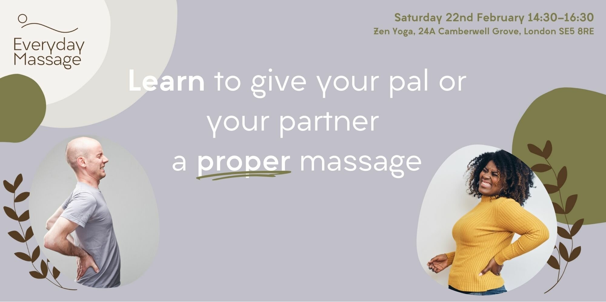 Massage Workshop: bring a pal or a partner and learn to give each other a proper shoulder rub